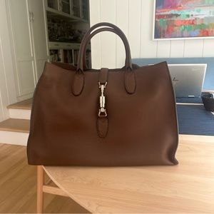 Gucci Work/Travel Bag Brown Leather Silver hardware